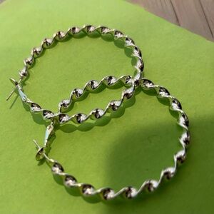 Elegant Silver Twisted Hoop Earrings